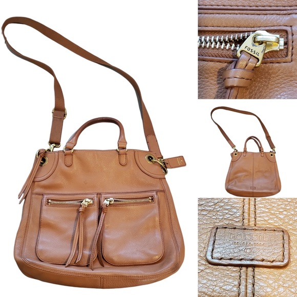 Fossil Bags Fossil Karli Brown Leather Hobo Crossbody Bag Purse